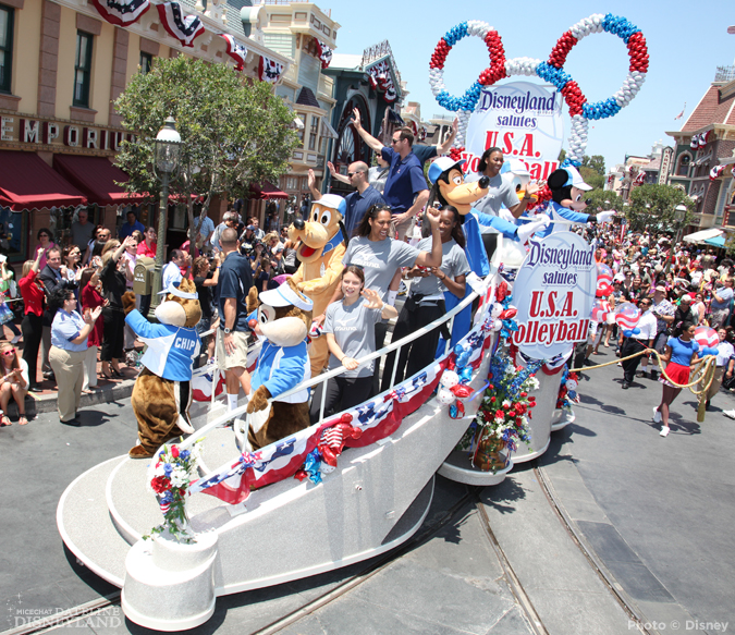 disneyland birthday, Disneyland celebrates its 57th birthday and U.S.A. Olympic Volleyball teams on parade